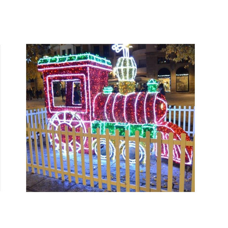 Custom Park Plaza Christmas Decoration 3D Train Motif Light