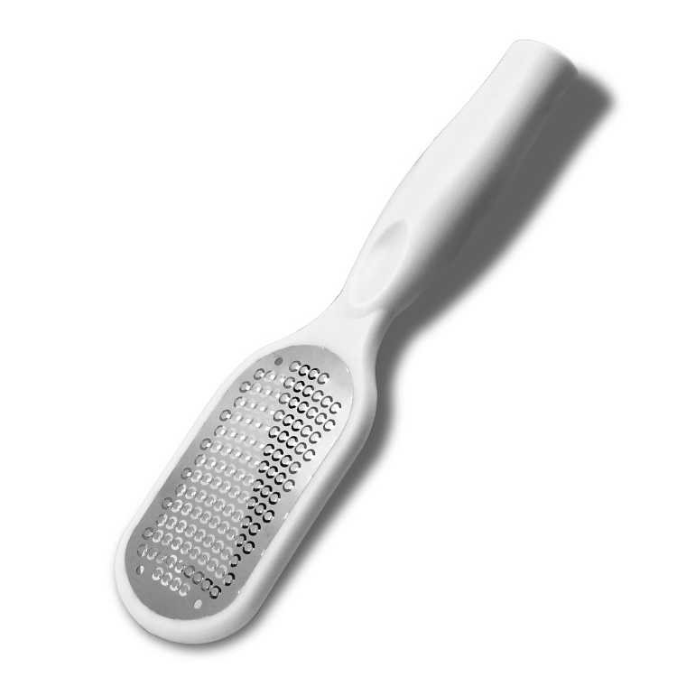 Hot Sale Callus Remover Plastic Handle Foot Scrubber White Stainless Steel Metal Foot File With Cover