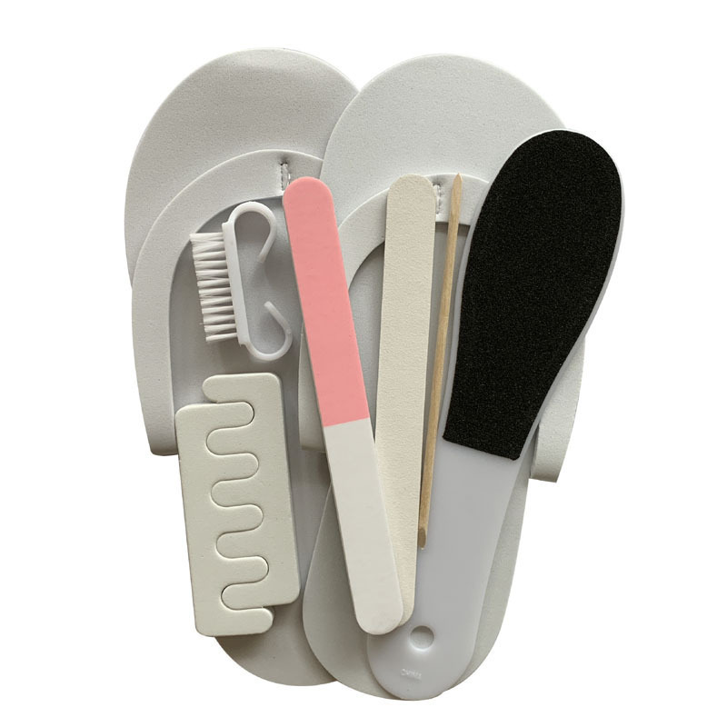 Manicure Pedicure Foot Care Salon Foot Bath Hotel Disposable Nail File Foot File Brush Kits with Slipper