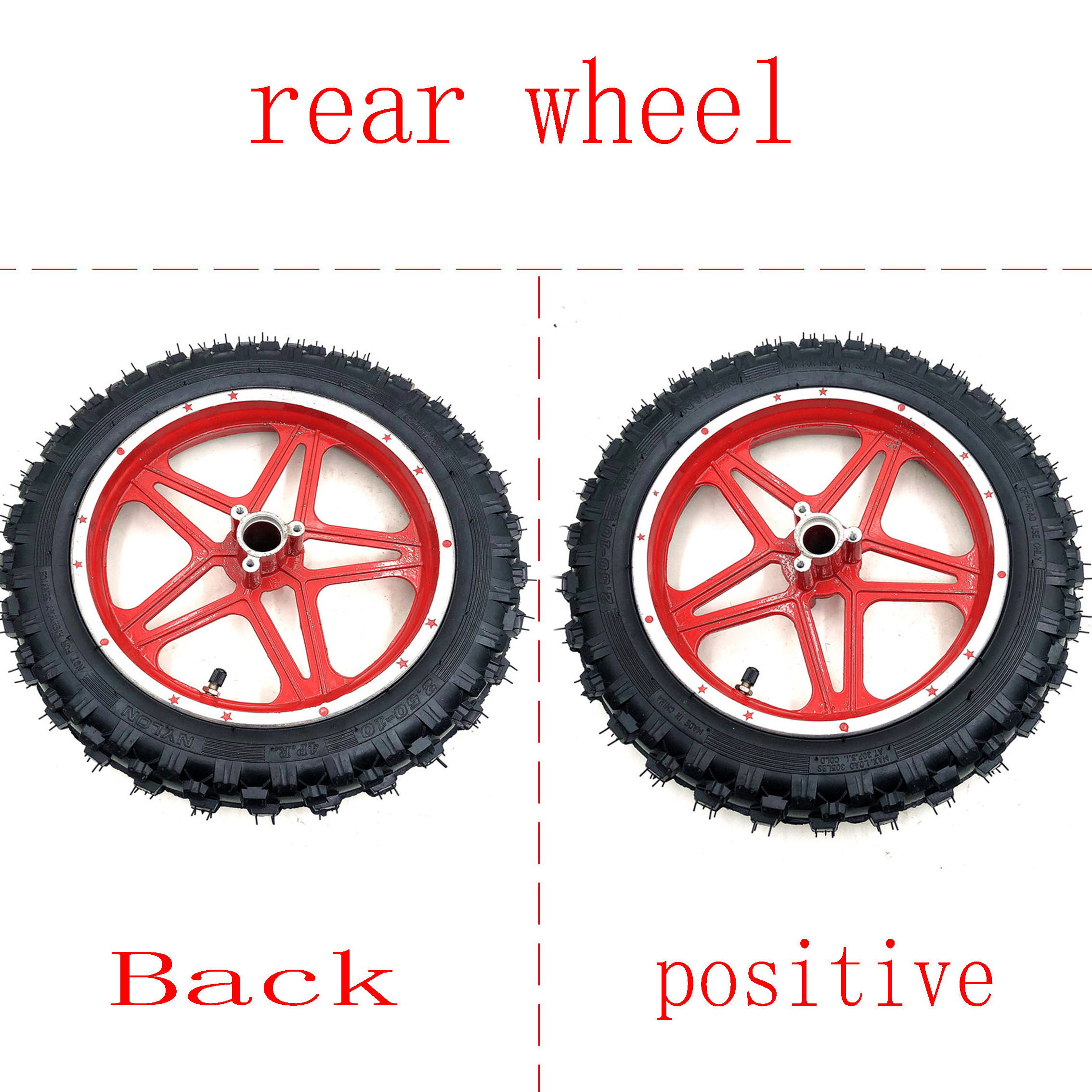 49cc 50cc Mini Dirt Pit Bike Wheel 2.50-10 Front and Rear Rims with Tyre Inner Tube 10inch tires 10