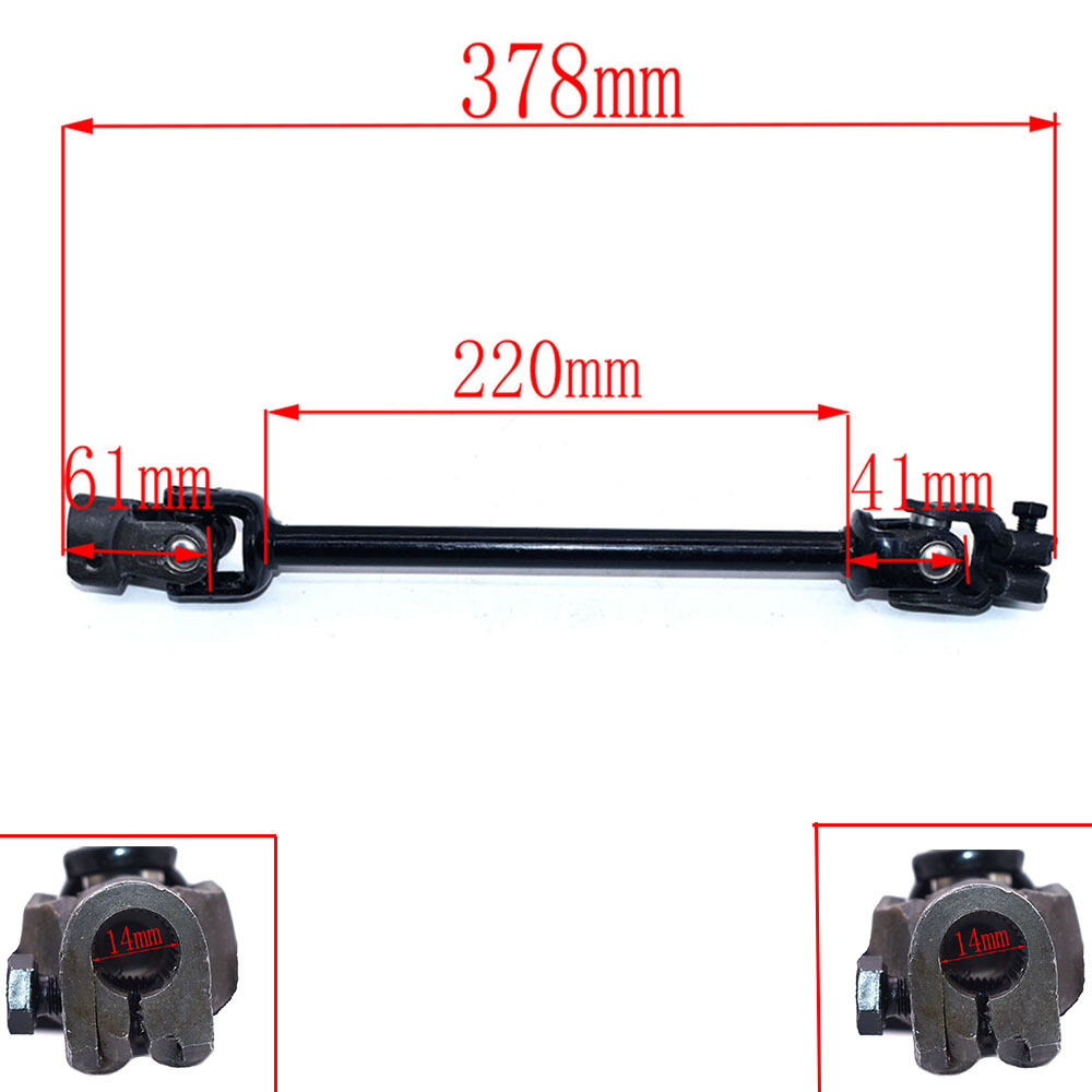 380mm 30T 15mm Power Steering Gear Shaft Rack Pinion Knuckle Go Kart chinese ATV Quad Golf Cart 4 wheel spare parts