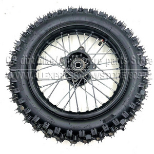 80/100-12 Guangli Tyres 1.85 x 12inch Rear Rims Wheel Steel Hub Black Wheels 32 spoke 15mm axle hole dirt pit bike Kayo Apollo