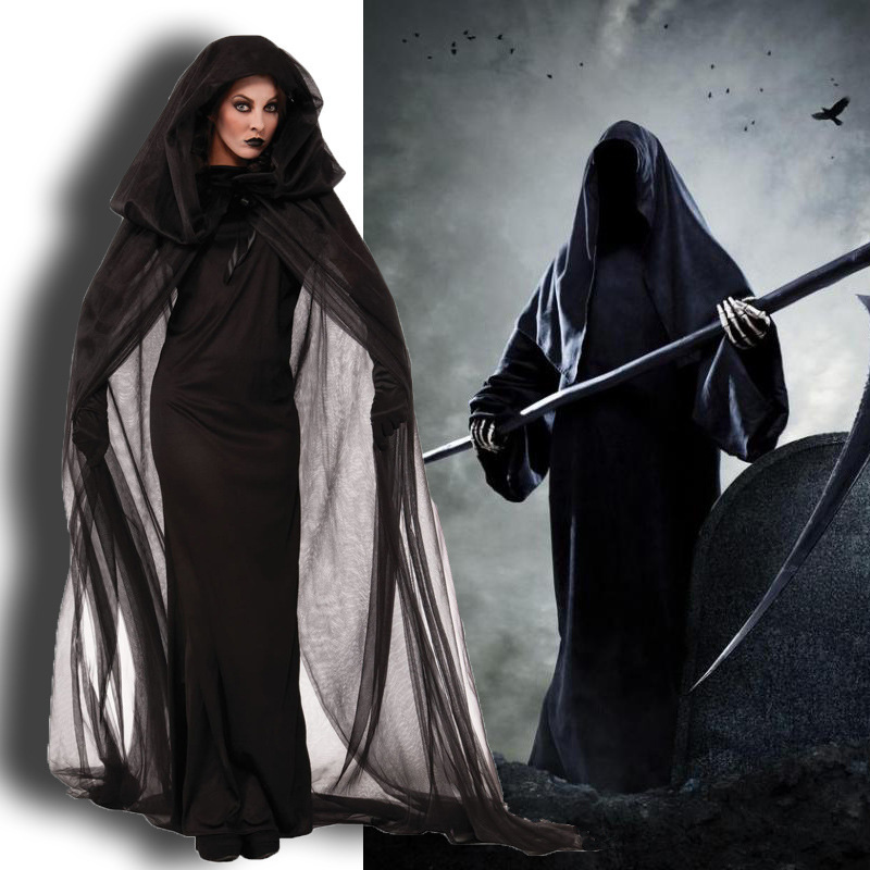 Halloween Vampire Witch Costume Sexy Black Gauze Cloak Dress Cosplay party dress halloween Performance Game costumes