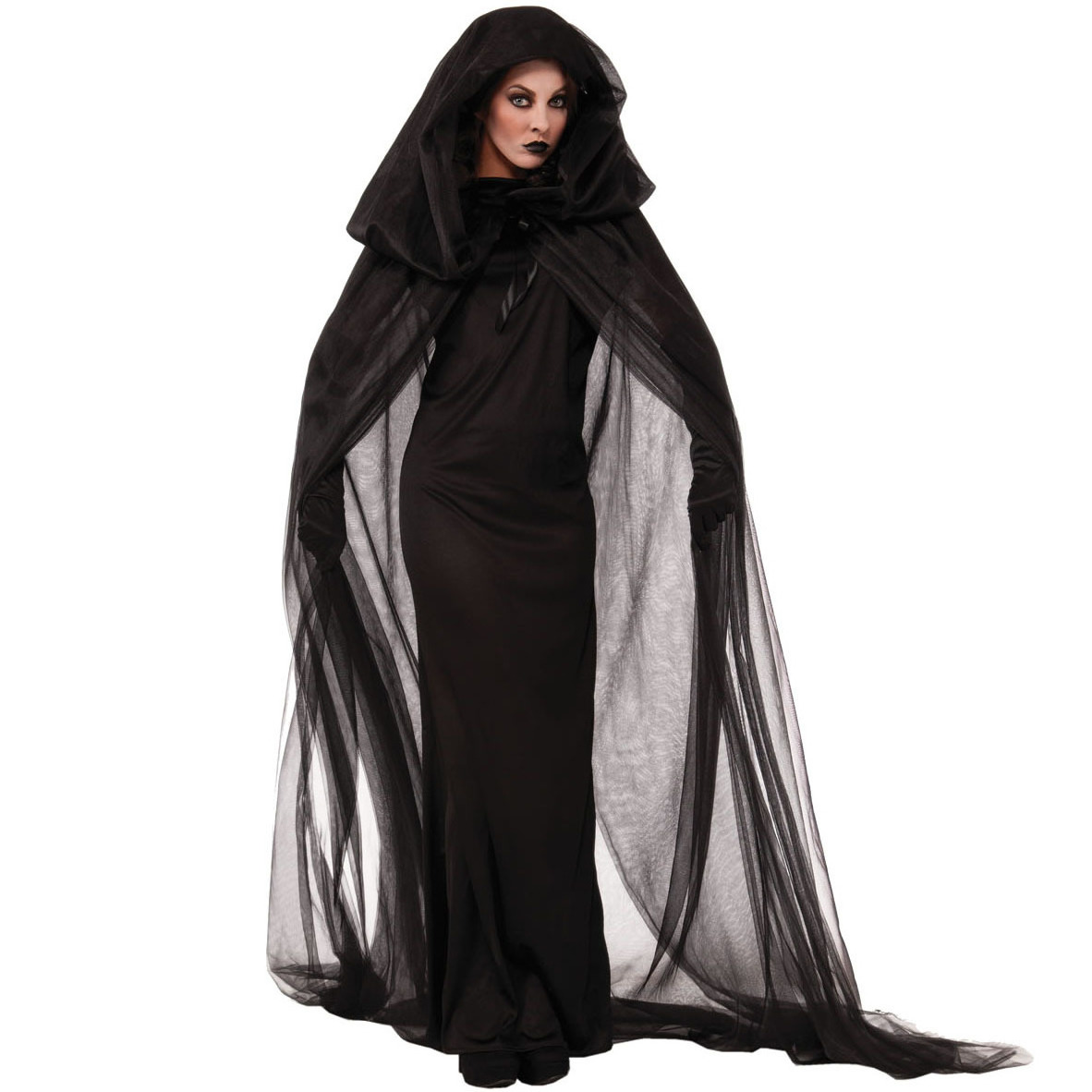 Halloween Vampire Witch Costume Sexy Black Gauze Cloak Dress Cosplay party dress halloween Performance Game costumes