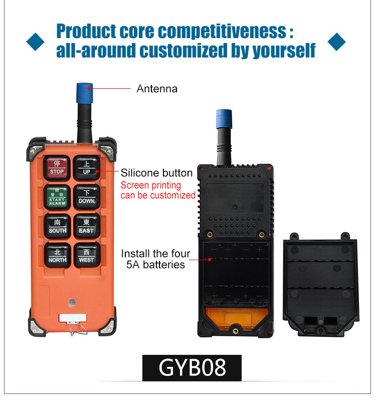 Hot Sale Industrial  8/10/12 Button Wireless Radio Remote Controller Enclosure Shell For Electric Hoist/ Overhead Crane