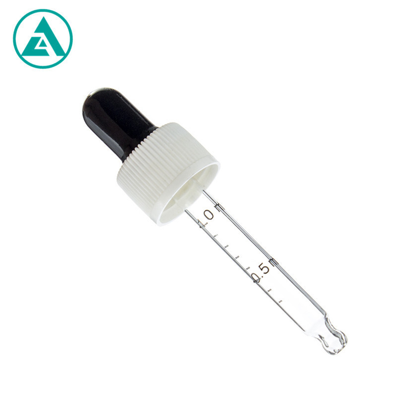 High quality 18/410 graduated glass silicone dropper with calibrated dropper pipette plastic cap