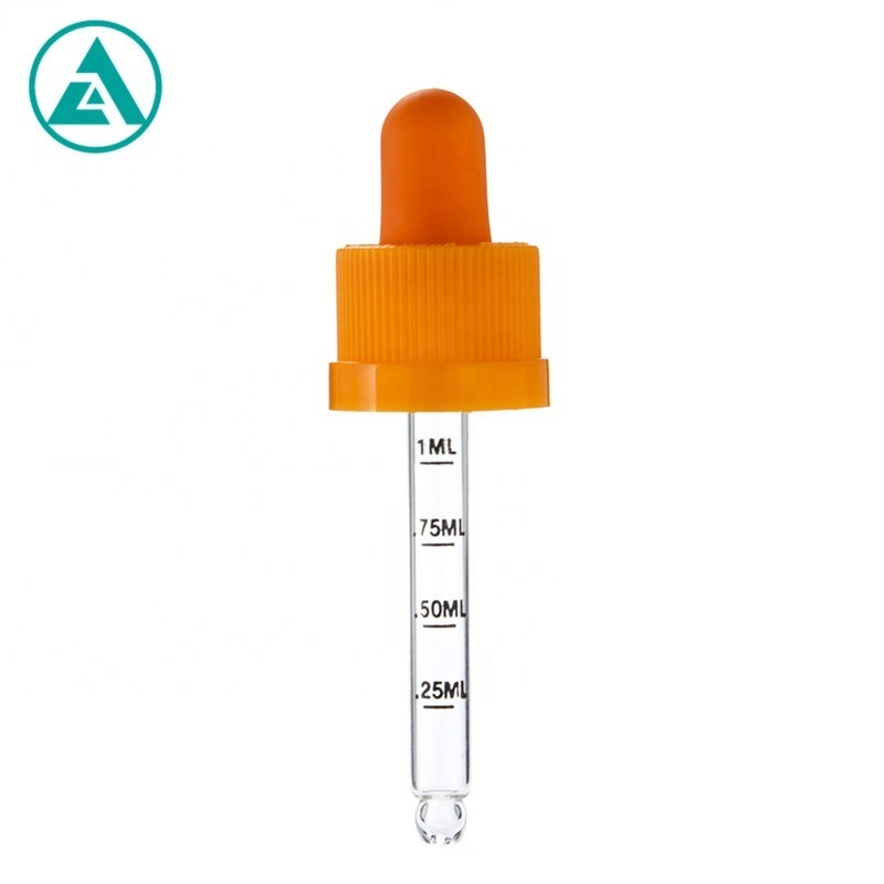 High quality 18/410 graduated glass silicone dropper with calibrated dropper pipette plastic cap