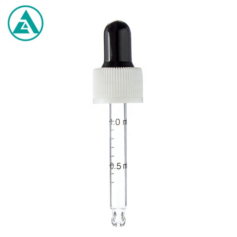 High quality 18/410 graduated glass silicone dropper with calibrated dropper pipette plastic cap