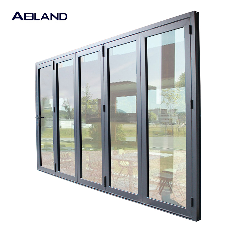 Aoland aluminium heavy duty commercial system standard 5 panel bi fold door design