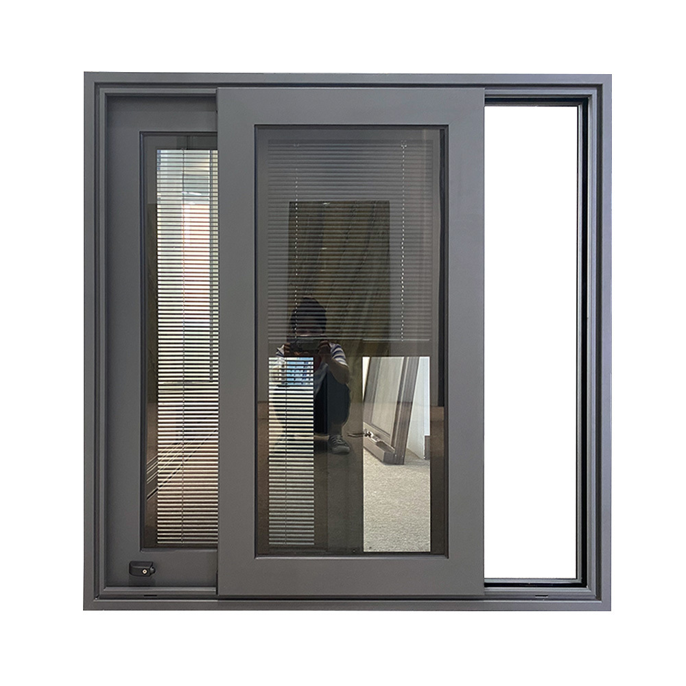 Aluminium glass sliding window double glazed with inserted blinds for privacy protection and heat insulation