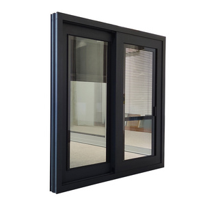 Aluminium glass sliding window double glazed with inserted blinds for privacy protection and heat insulation