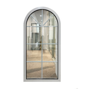 White Arch top aluminium thermal break double glazing fix window with grid