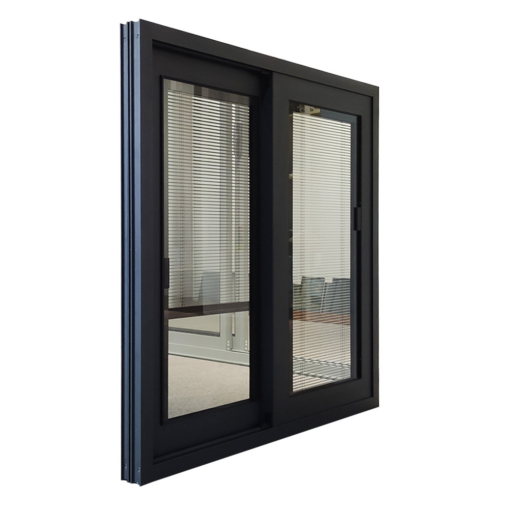 Aluminium glass sliding window double glazed with inserted blinds for privacy protection and heat insulation