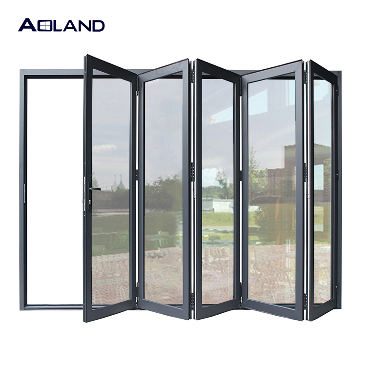 Aoland aluminium heavy duty commercial system standard 5 panel bi fold door design