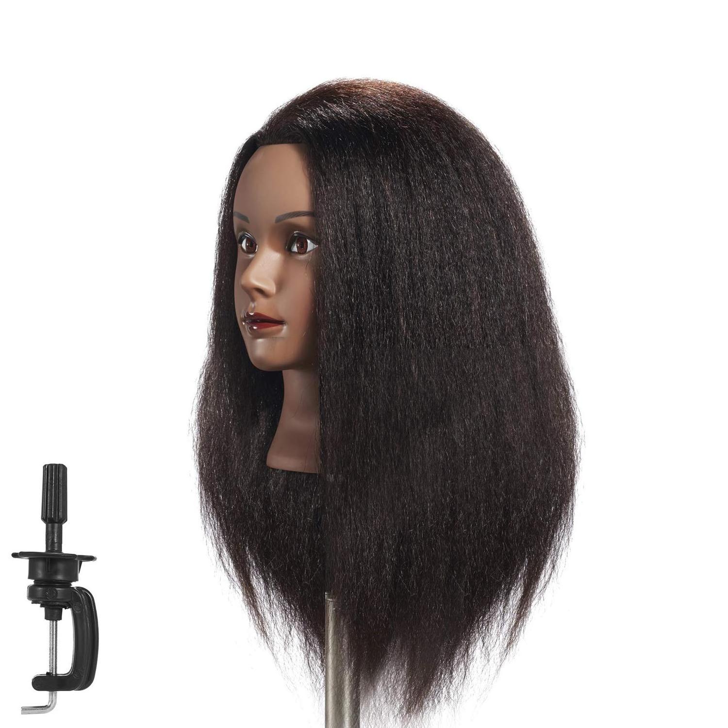 100% Real Hair Mannequin Head Hairdresser Training Head Manikin Cosmetology Doll Head