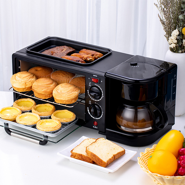 Factory Price with Toast, Oven Coffee Pot Frying Pan Multi Function Breakfast Maker Machine/ 3 in 1 Electric OEM Durable 1050