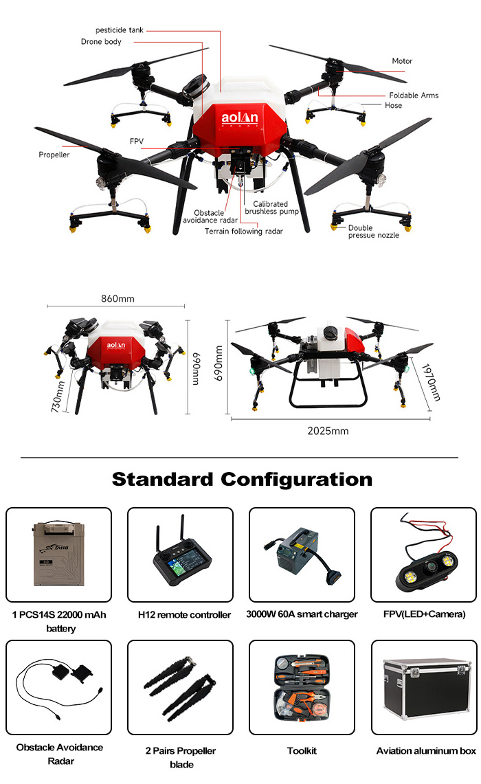 Uav Heavy Lift Crop Plant Agricultural Drone Sprayer Machine with High Flying Time Spraying