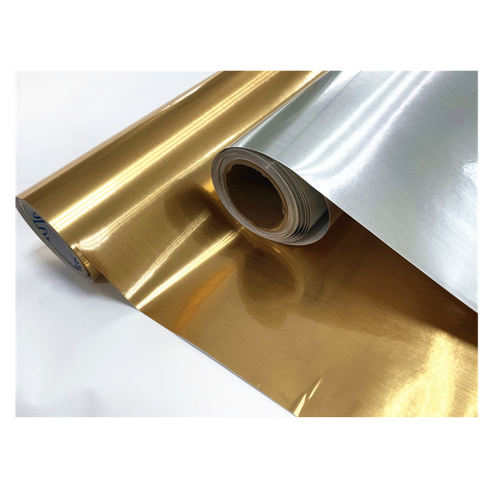 Wholesale Metallized Glossy Golden PVC Film Self Adhesive Sprayed Film for Advertising Printing