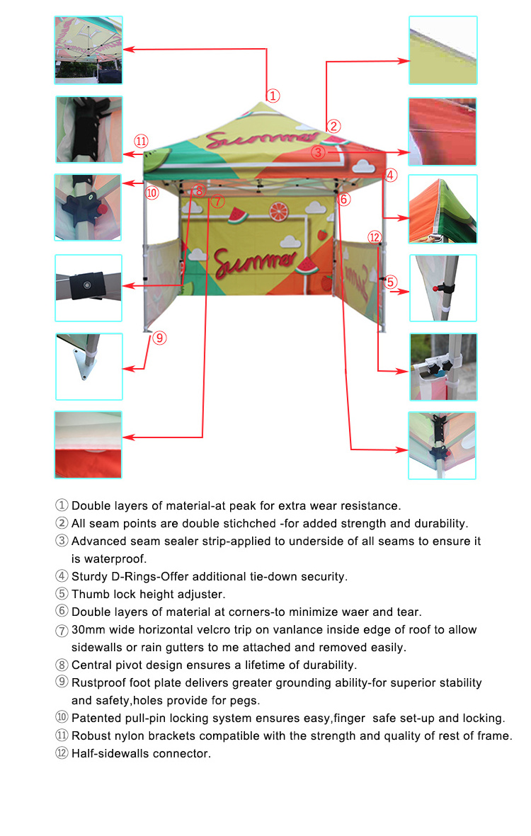 10x10ft 3x3m factory folding instant Aluminium shelter custom ez up event awning pop up gazebo trade show canopy tent