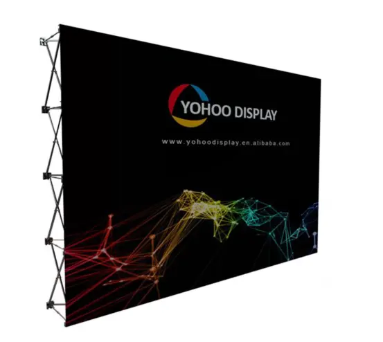 Custom promotional logo advertising tension fabric aluminum pop up expo display stand backdrop banner wall