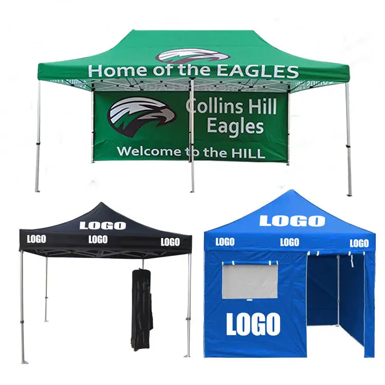 Branded 3x3m gazebo custom tent canopies printed logo with side wall