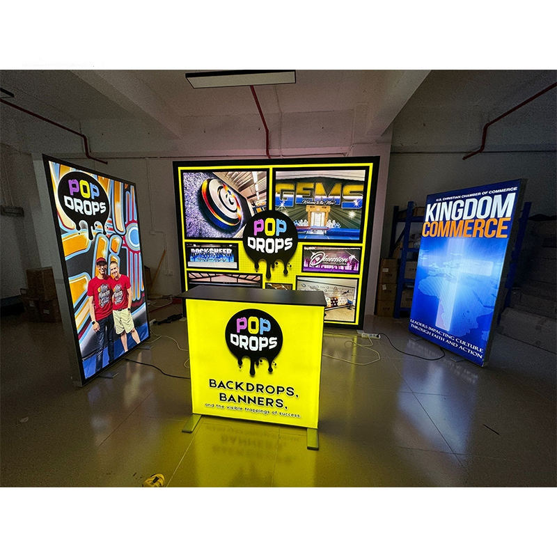 Custom Advertising Promotion Fabric Aluminum Backdrop Expo Booth Backlit Exhibition Pop Up Lightbox