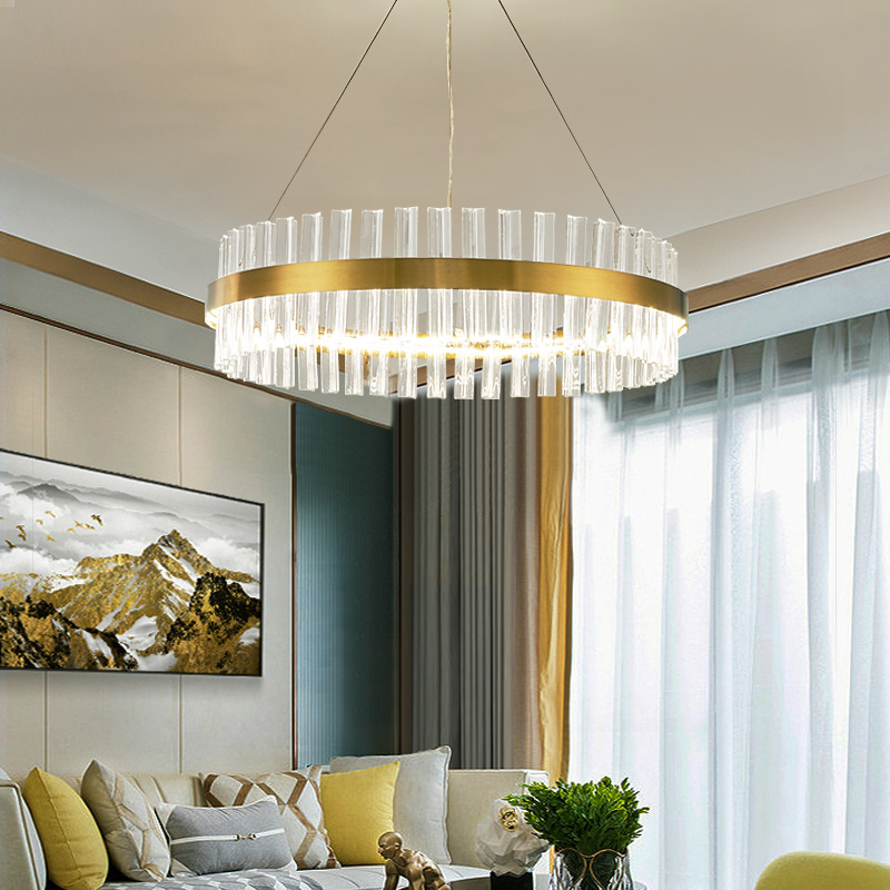 Wholesale hotel lobby luxury gold color villa high ceilings hanging lights Crystal chandelier light fixture