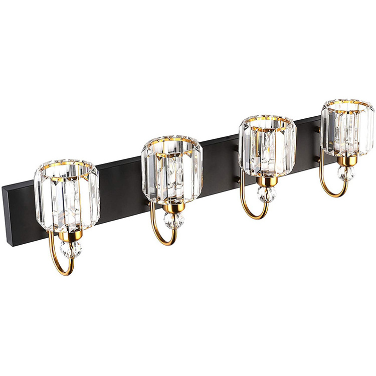 Crystal Bathroom Vanity Lights Over Mirror LED Modern Wall Lights Fixtures Stainless Steel Finish Mirror Front Light