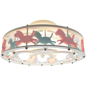 hot sale kids children bedroom decoration colorful blue pink lamp fixtures carousel led ceiling light