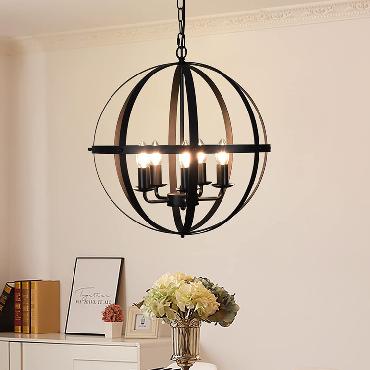 Industrial Pendant Lighting Fixture Flexible Chandelier Hanging Rustic 5 Light Flush Mount Ceiling Pendant Lamp