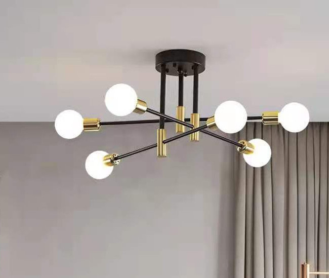 Mid Century Modern Multi-Lights Sputnik Ceiling Light fixture Semi Flush Mount Pendant Lighting Metal Vintage Metal Chandelier