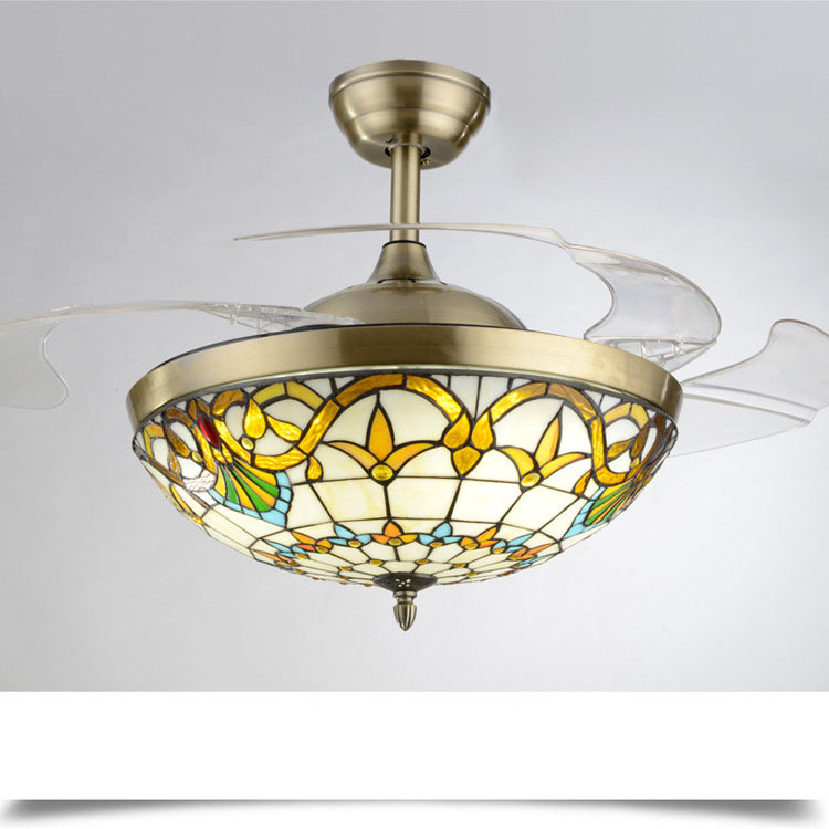 Tiffany Sunflower Style Night Accent Lamps Stained Glass Price Fan with Light Panel Modern Led Ceiling Lights