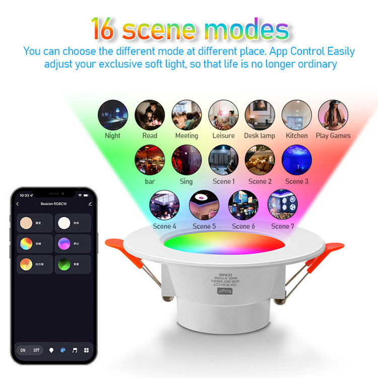 WiFi Remote APP Alexa Voice Control Smart Spot Light Led indoor RGB Dimming Multicolor LED Recessed Downlight Lights