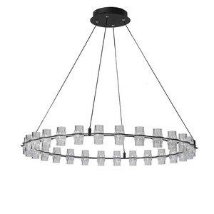 American LED Round Duplex Chandelier Metal Glass Lighting Home Decor Living Room Farmhouse Lron Ring Hanging lights