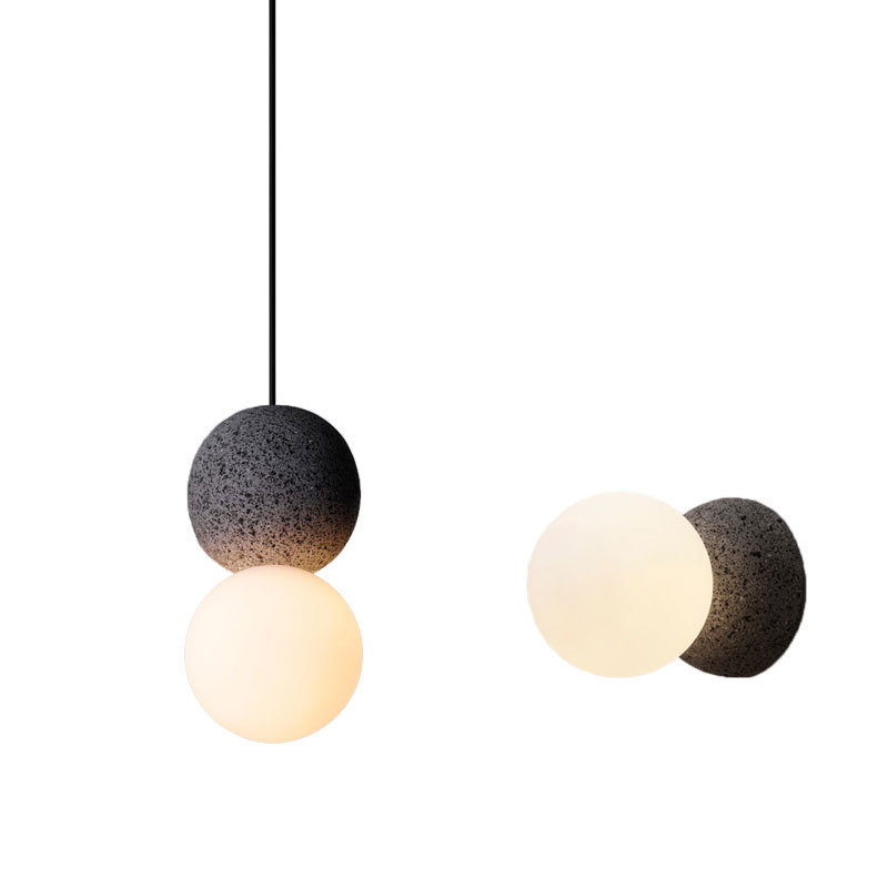 Globe Ball Moon Cement Designer Pendant Lighting Cafe Bar Restaurant Bedside Lamp LOFT Industrial Round Hanging Light