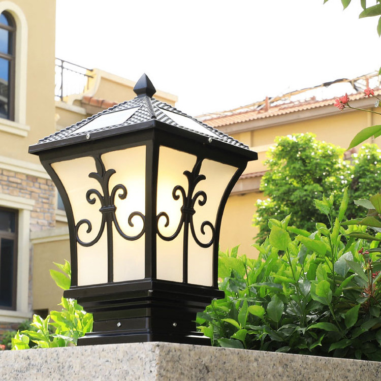 solar powered sensor lamp waterproof outdoor yard fence solar led gate pillar light for garden