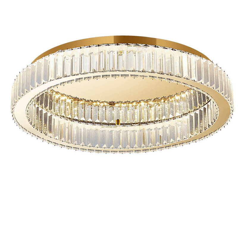 Popular Hot Sale LED Crystal Chrome Gold Ring Round Ceiling Lamp for Hotel Villa Dining Bedroom Office Sconce Ceiling Lighting