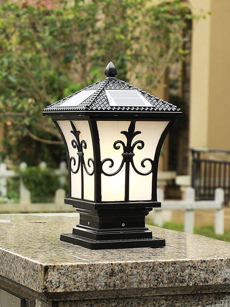 solar powered sensor lamp waterproof outdoor yard fence solar led gate pillar light for garden