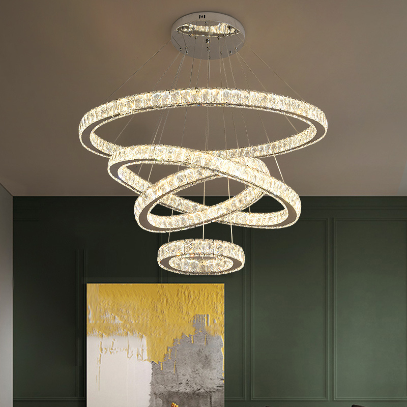 LED Round Crystal Circle Chandelier LUXURY Ring lamp Pendant Lights For living room Hotel Restaurant Hanging lights