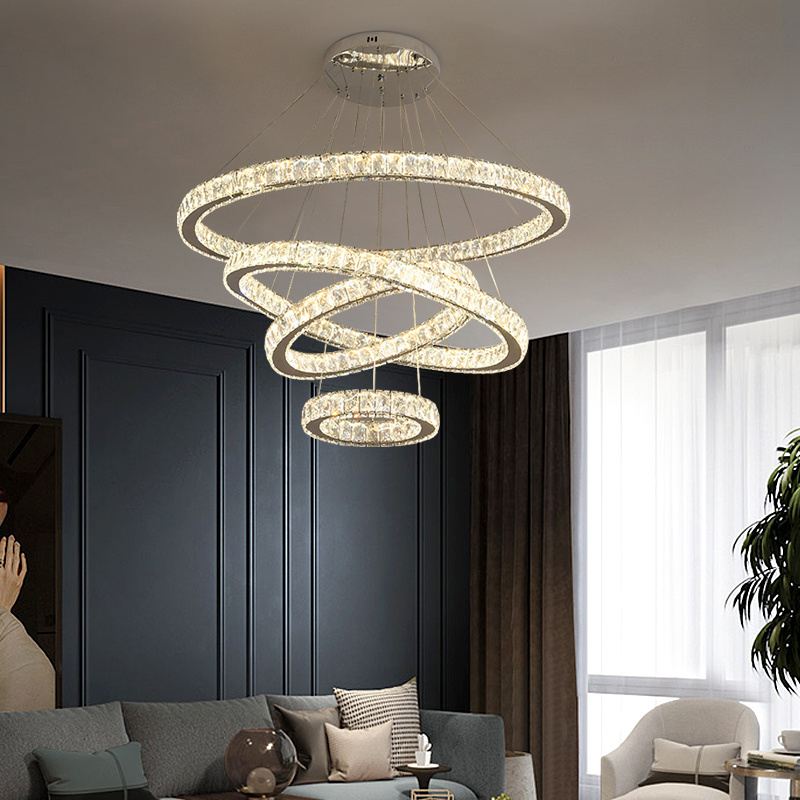 LED Round Crystal Circle Chandelier LUXURY Ring lamp Pendant Lights For living room Hotel Restaurant Hanging lights