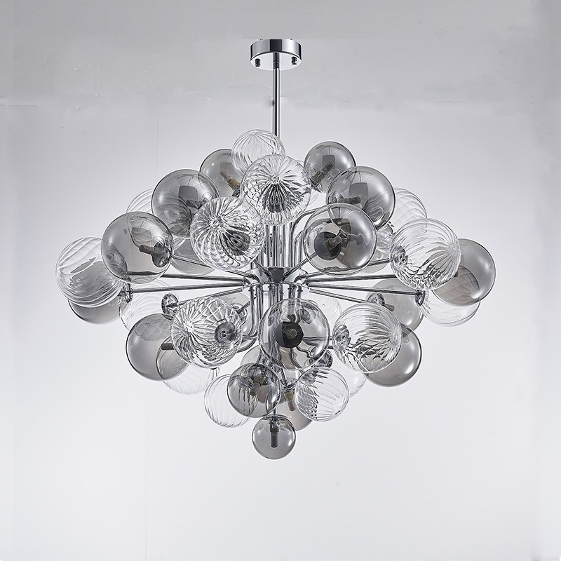 Nordic Luxury Glass Bubble Chandelier Magic ball light fixture with smoked and clear glass