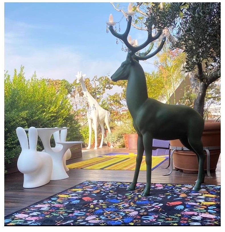 Professional Manufacture Handmade Animal Fiberglass Sculpture Realistic Home Decor Durbin Resin Deer Statue