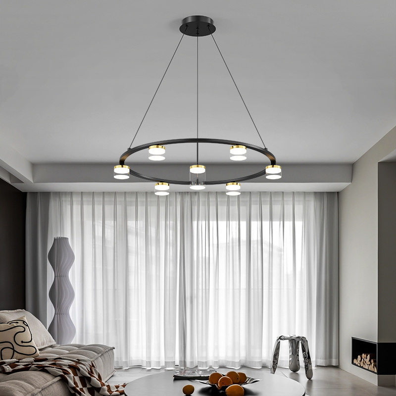 Nordic living room luxury dining room bedroom showroom golden round ring light chandelier