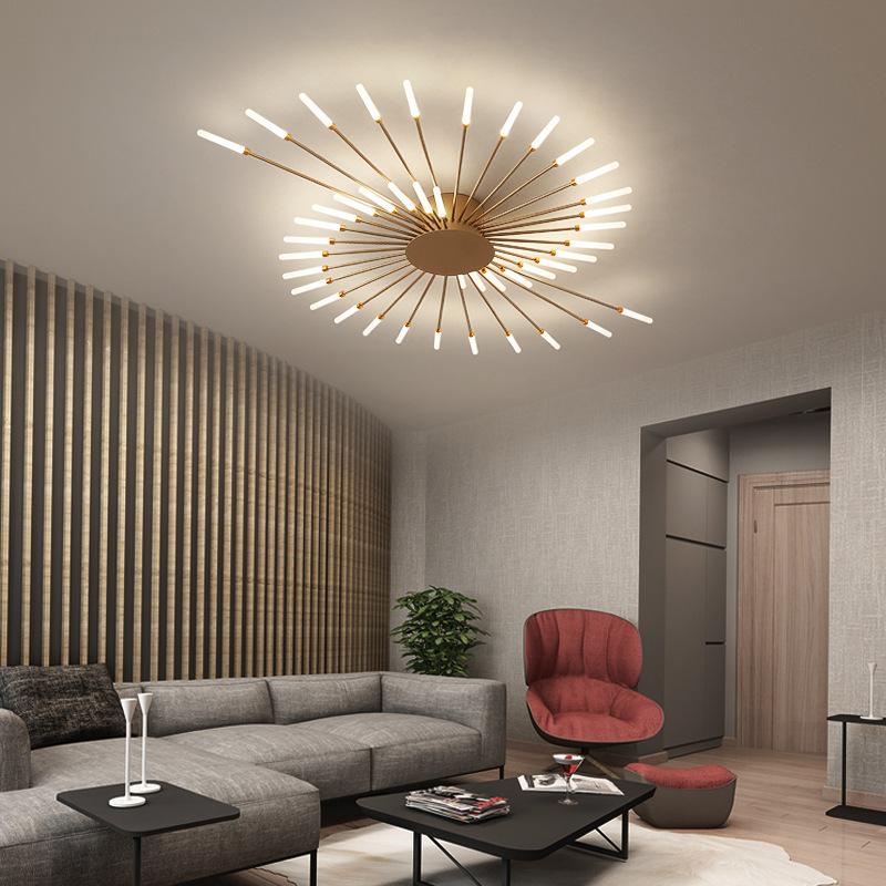 Living Room Bedroom Lighting Fixtures Black lamps Golden LED Ceiling Pendant Lights Modern Fireworks Chandeliers