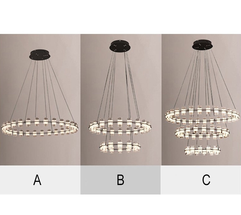 American LED Round Duplex Chandelier Metal Glass Lighting Home Decor Living Room Farmhouse Lron Ring Hanging lights