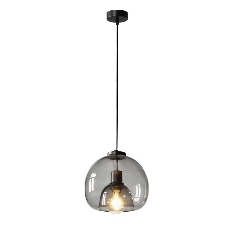 Kitchen Dinner Table Smoke Grey Cognac Amber Color Round Ball Light LED Pendant Lamp Glass Hanging Lamp