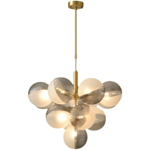 Post-modern simple Nordic Italian living room dining room bedroom glass spherical molecular lamp Light luxury chandelier