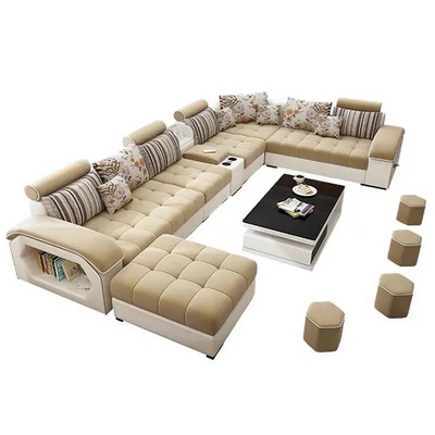 Modern Style Fabric Sectional Sofas Cum Bed Couch Living Room Sofa Set Home Furnture Luxury u shaped Corner sofa set 7 seater