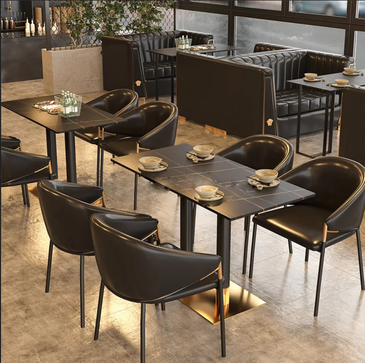 Restaurant leather booth seating chairs modern cafe furniture chair sofa set furniture lounge furniture OEM booth seating  set