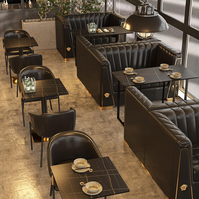 Restaurant leather booth seating chairs modern cafe furniture chair sofa set furniture lounge furniture OEM booth seating  set